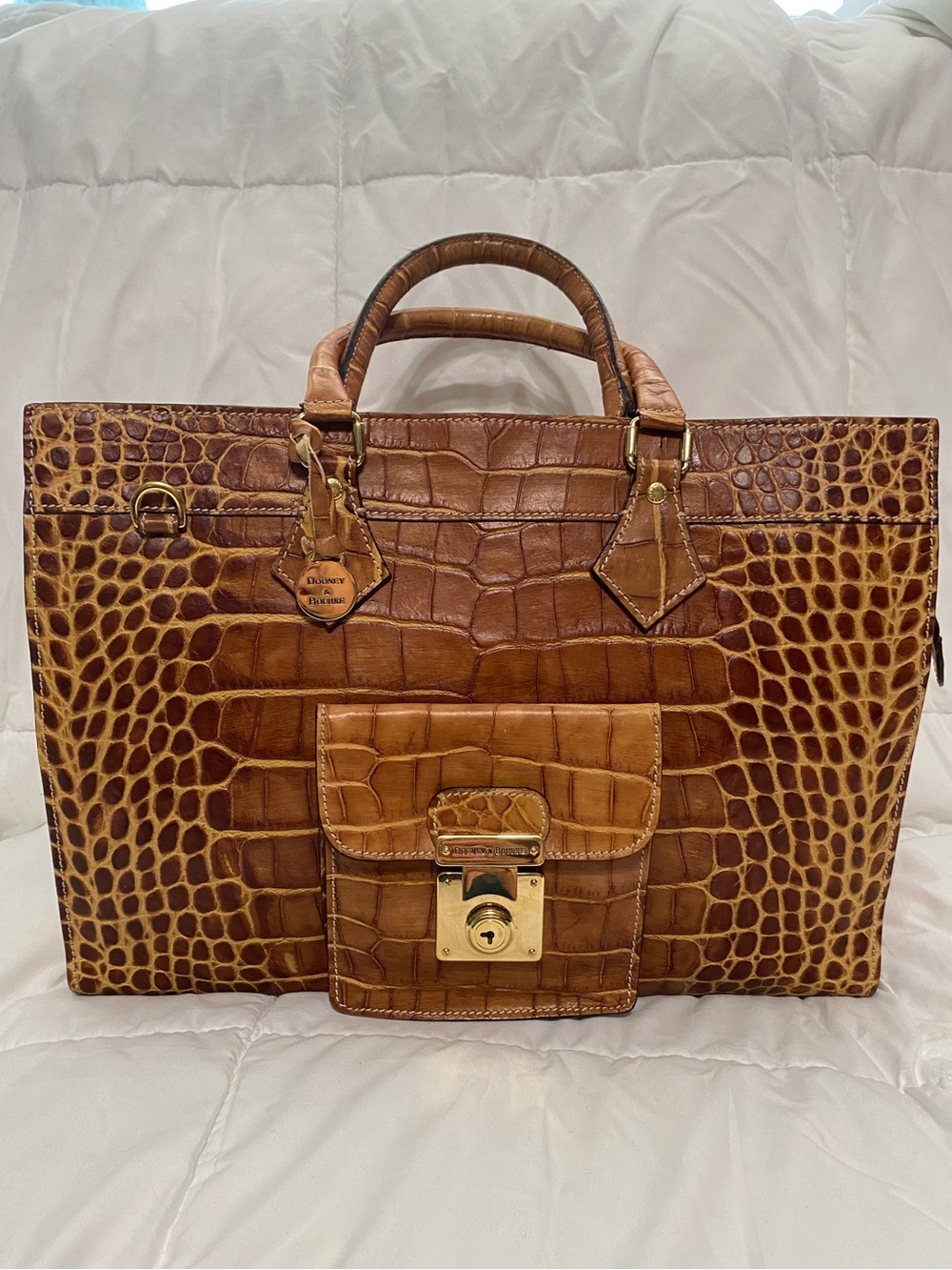 LKNW Vintage Dooney & Bourke XL Bag Nile Croco Alto Leather Business Travel